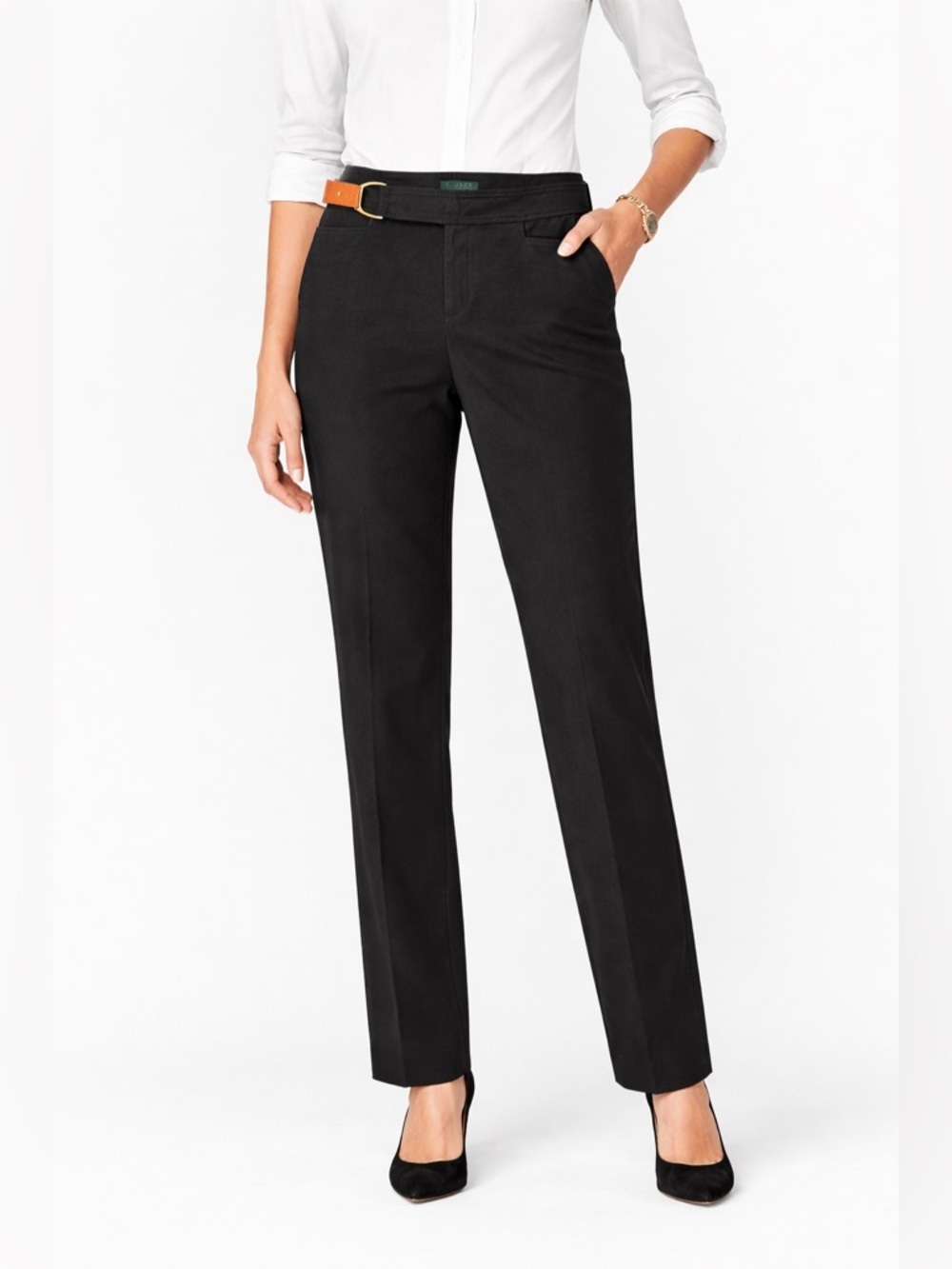 Lauren Ralph Lauren Black Trousers Side Buckle Detail Tailored Pants Size 10P